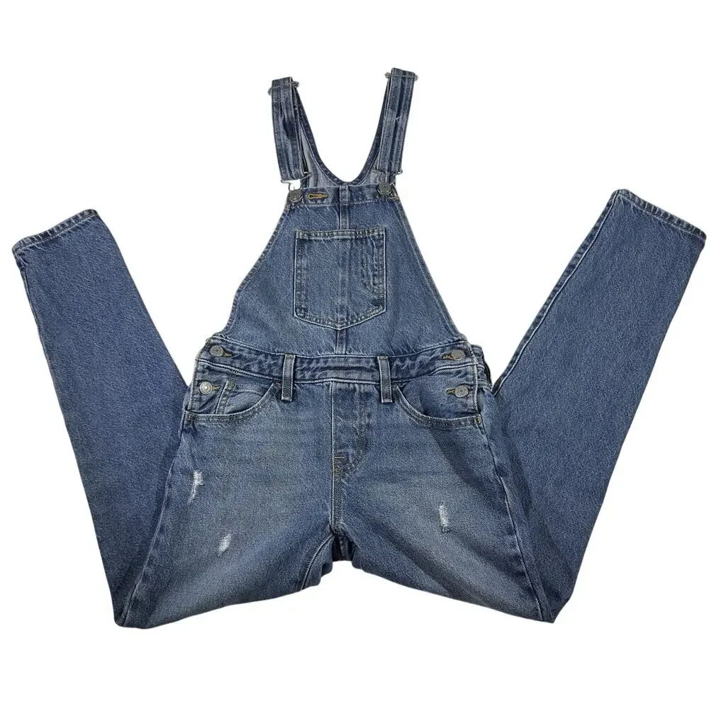 Levi's Women's Blue Denim Bib Overalls Carpenter Pocket Size XS Washed